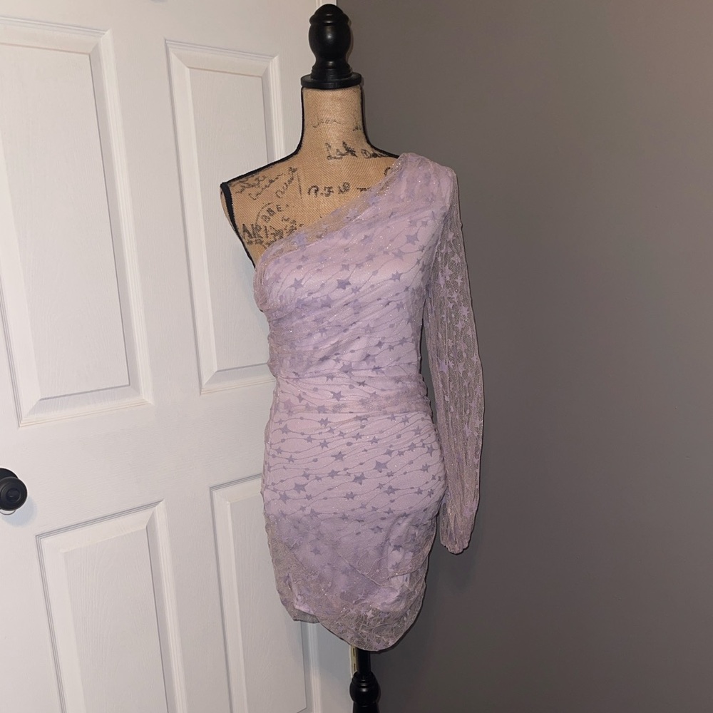 Fashion Nova Lavender One-Shoulder Dress